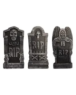 6-teiliges Halloween Grabstein Set 48cm -Halloween Deko Verkaufsgeschäft 6 teiliges halloween deko grabstein set halloween deko friedhof halloween tombstone set 52572 2