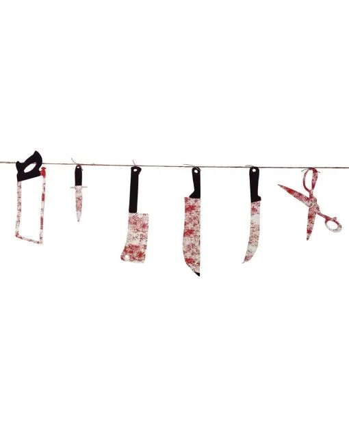 Blutige Werkzeug Girlande -Halloween Deko Verkaufsgeschäft blutige werkzeug girlande halloween messer girlande blutige halloween deko 16497
