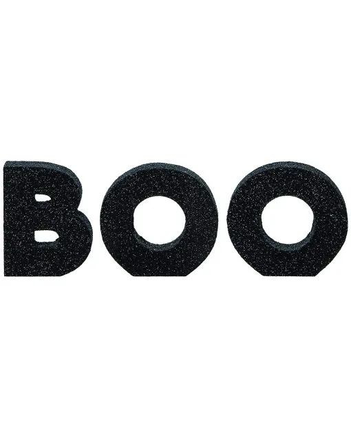 Schwarze Glitzer Holz Deko Boo -Halloween Deko Verkaufsgeschäft boo glitzer standdeko glitter boo block decor buchstaben aufsteller halloween 53043
