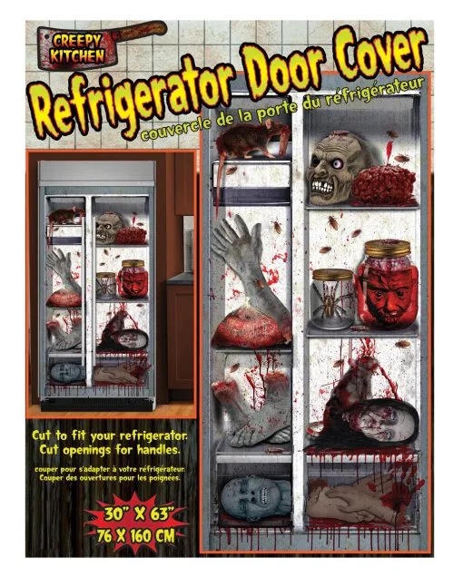 Spooky Halloween Kühlschrank Folie -Halloween Deko Verkaufsgeschäft creepy halloween kuehlschrank folie spooky refrigator door cover halloween deko 39447 01