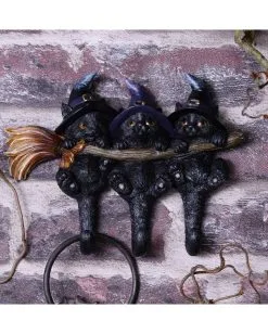 3 Kätzchen Mit Hexenhut Als Schlüsselbrett -Halloween Deko Verkaufsgeschäft drei hexen kaetzchen als schluesselbrett witches helpers key hanger halloween wohnaccessoire 52694 06