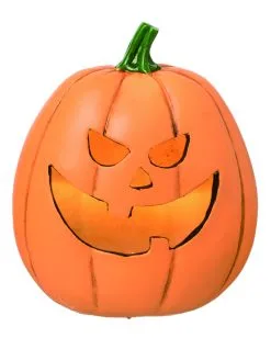 Grinsender Halloween Kürbis Mit LED 16cm -Halloween Deko Verkaufsgeschäft grinsender led kuerbis aus kunststein light up resin jack o lantern decor halloween kuerbis deko 53047 4