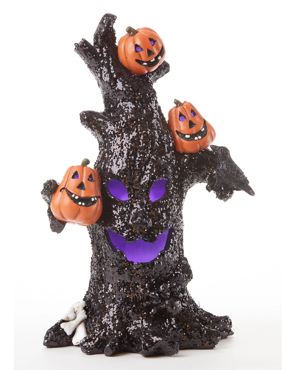 Leuchtender Halloween Glitter Baum 25cm 3 Leuchtender Halloween Glitter Baum 25cm