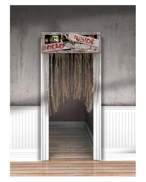 Tür-Vorhang "DEAD INSIDE" Für Halloween -Halloween Deko Verkaufsgeschäft halloween tuervorhang dead inside horror dekoration tuerdekoration fuer halloween doorway curtain 26462