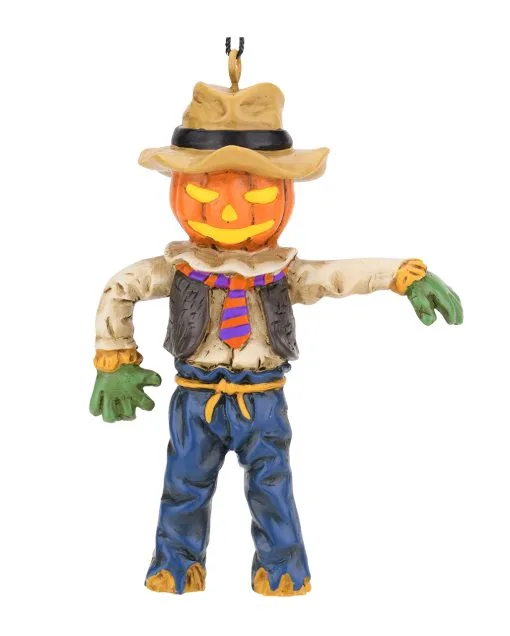 Kürbis Vogelscheuche Christbaumkugel 9,5cm -Halloween Deko Verkaufsgeschäft kuerbis vogelscheuche weihnachtskugel halloween und horror weihnachtsdeko scarecrow ornament 54755