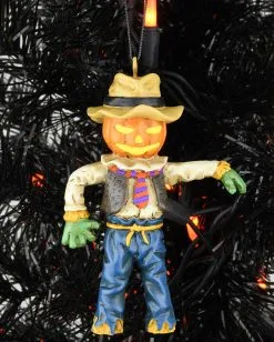 Kürbis Vogelscheuche Christbaumkugel 9,5cm -Halloween Deko Verkaufsgeschäft kuerbis vogelscheuche weihnachtskugel halloween und horror weihnachtsdeko scarecrow ornament 54755 6