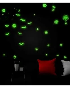 Leuchtende "Fledermäuse & Spinnen" Halloween Sticker -Halloween Deko Verkaufsgeschäft leuchtende halloween sticker fledermaeuse und spinnen glow in the dark halloween sticker bats and spiders 51726 03