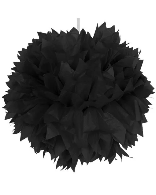 Schwarzer Pompom 30cm -Halloween Deko Verkaufsgeschäft pom pom schwarz 30cm halloween dekoration pompom geburstags deko schwarz 29962