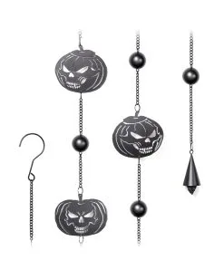 Totenschädel Kürbis Windspiel Hängedeko -Halloween Deko Verkaufsgeschäft pumpkin skull metall windspiel halloween und gothic wohnungsdeko und homeware alchemy england pumpkins skull wind chime 52748