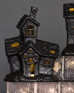 Beleuchtete Grusel Glitzer Geisterhaus Deko -Halloween Deko Verkaufsgeschäft scary glitter geisterhaus deko mit led scary glitter light up haunted house halloween spukhaus deko 53048 3