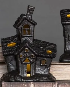 Beleuchtete Grusel Glitzer Geisterhaus Deko -Halloween Deko Verkaufsgeschäft scary glitter geisterhaus deko mit led scary glitter light up haunted house halloween spukhaus deko 53048 4