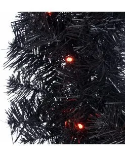 Halloween Kranz Mit LED Schwarz-orange 60cm -Halloween Deko Verkaufsgeschäft schwarzer halloween kranz mit orangen leds 60cm black halloween wreath with orange led lights 54294 2