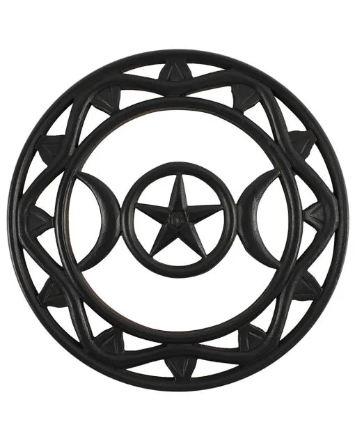 Dreifach Mond Wandschmuck 30cm 1 Dreifach Mond Wandschmuck 30cm -Halloween Deko Verkaufsgeschäft schwarzes triple moon wandbild aus holz black triple moon wallart gothic deko halloween homeware 53385 01