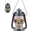 Totenkopf Laterne Mit LED Licht 15cm -Halloween Deko Verkaufsgeschäft totenkopf laterne totenschaedel lampion halloween lampe horror licht halloween dekoration horror artikel skull lantern 18233 01