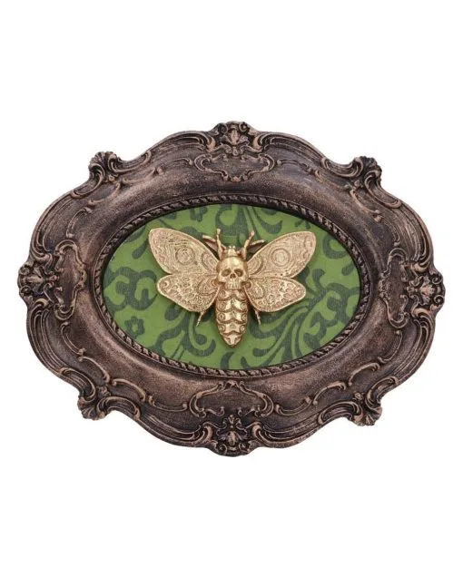 Totenkopfschwärmer Motte Wandbild -Halloween Deko Verkaufsgeschäft totenkopfschwaermer motte wandbild atropos macabre moth wall plaque gothic deko 50334 01