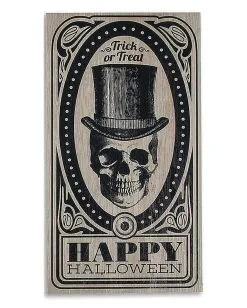 Antikes Halloween Schild "Totenschädel Mit Zylinder" 46x24cm