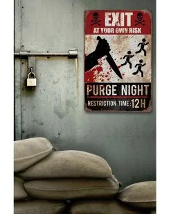 Purge Night Warnschild 24x36 Cm -Halloween Deko Verkaufsgeschäft warnschild purge night warning sign purge night halloween wanddeko schild 53314 2